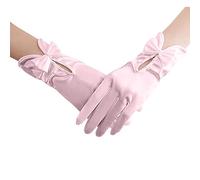 1 paire de gants courts en satin avec nœud - Gants en satin avec perles - Gants de mariage classiques pour Halloween, fête, mariage, goûter, mascarade, dîner de mariage, opéra