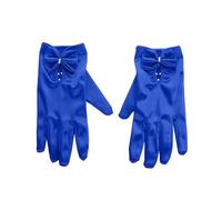 1 paire de gants courts en satin avec nœud - Gants en satin avec perles - Gants de mariage classiques pour Halloween, fête, mariage, goûter, mascarade, dîner de mariage, opéra