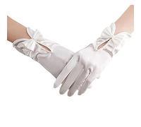 1 paire de gants courts en satin avec nœud - Gants en satin avec perles - Gants de mariage classiques pour Halloween, fête, mariage, goûter, mascarade, dîner de mariage, opéra