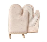 1 paire de gants de cuisine en silicone avec paume antidérapante et résistants à la chaleur, adaptés pour la pâtisserie, la cuisine, les grillades et une utilisation en extérieur (beige)