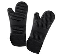 1 paire de gants de cuisine en silicone, gants antidérapants, gants de four résistants à la chaleur, gants de cuisine imperméables, adaptés pour la cuisine, la pâtisserie, etc. (noir).