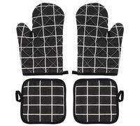 1 paire de gants de cuisine et 2 maniques, gants de four résistants à la chaleur, lavables jusqu'à 300 °C pour la cuisson, le barbecue, la pâtisserie