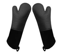 1 paire de gants de cuisine professionnels en silicone extra longs résistants à la chaleur pour la cuisine et le barbecue avec doublure en coton matelassé