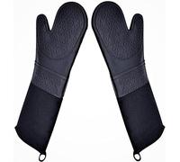 1 Paire de Gants de Cuisine Professionnels Extra Longs en Silicone avec Doublure matelassée, Gants de Cuisine durables résistants à la Chaleur