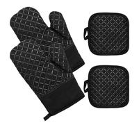 1 paire de gants de four résistants à la chaleur, maniques antidérapantes, en silicone, avec 2 maniques, pour la cuisine, la pâtisserie, le barbecue