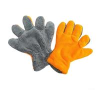 1 paire de gants de lavage de voiture en fibre superfine, polaire corail double face et gants en microfibre pour le nettoyage des pneus et du véhicule avec poignet élastique et flexible