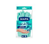 MAPA - Fleur de Peau - Gants de Ménage Toucher Parfait - Intérieur Fibres de coton avec extrait de Thé Blanc - Sans latex - Taille M
