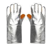 1 paire de gants de soudage en cuir et feuille d'aluminium pour barbecue, anti-brûlure, résistants à la chaleur, ignifuges, utilisation industrielle