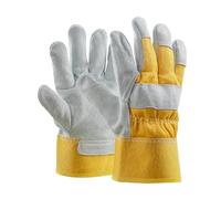 1 paire de gants de travail en cuir pour homme et femme - Gants de protection - Gants de montage pour jardinage, soudeur, cheminée (cuir fendu de bovin) - Dos de la main en polyester