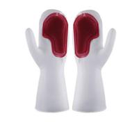1 paire de gants de vaisselle en silicone, gants de brosse de nettoyage en silicone isolés imperméables à l'eau, gants de récurage de cuisine, épurateur de vaisselle réutilisable (Rouge)