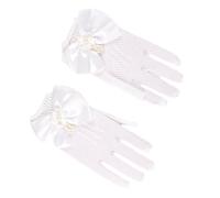 1 Paire De Gants Élégants Pour Filles Mitaines Blanches/noires Pour Mariages Et Fêtes Avec Dentelle Douce Et Détails De Perles Gants En Dentelle