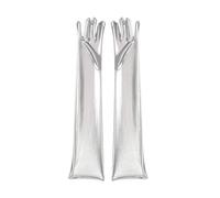 1 Paire De Gants En Cuir Verni Argenté, Gants De Performance Sur Scène, Gants À Paillettes, Gants De Robot Féminin, Gants Longs, Gants De Costume De Cosplay