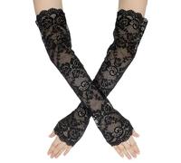 1 paire de gants en dentelle noire pour femme, gants sans doigts, gants vintage en dentelle, protection UV, manchettes pour femme, soirée de thé vintage des années 1920, accessoire de costume de