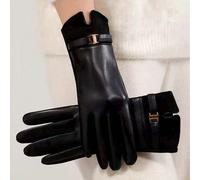 1 paire de gants en PU doublés de thermique pour femmes, gants chauds d'hiver pour l'extérieur, la conduite et le cyclisme Blocs de couleurPolyuréthane