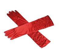 1 paire de gants en satin pour femme - Moufles de soirée de couleur unie - Moufles longues pour homme et femme - Gants de danse de salle de bal, Rouge, taille unique