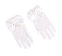 1 paire de gants formels en dentelle pour filles, mitaines confortables en tissu de nylon pour robes de mariée et occasions spéciales, gants en nylon pour blancs/noirs