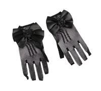 1 paire de gants formels en dentelle pour filles, mitaines confortables en tissu nylon pour robes de mariée et occasions spéciales, gants ornés de perles blanches/noires