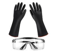 1 Paire De Gants Résistants Aux Acides, 1 Paire De Lunettes De Sécurité, Gants Chimiques Longs En Caoutchouc