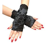 1 paire de gants sans doigts pour Halloween, gants gothiques punk, gants de mendiant pour décoration d'Halloween, gants déchirés pour costume de cosplay