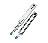 1 paire de glissières de tiroir robustes à roulement à billes montées sur le côté, verrouillables, extension complète, en acier, 3 rails à billes durables pour un fonctionnement fluide
