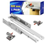 1 paire de glissières pour tiroirs télescopiques 500 mm - Rails pour tiroirs télescopiques à extension totale - avec fonction de fermeture silencieuse - Garantie de 10 ans MONTERAL