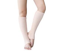 1 paire de jambières côtelées en tricot pour femmes et filles, couleur unie, sans orteils, chaussettes hautes latines pour yoga, sport, jambières noires et rouges