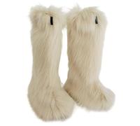 1 paire de jambières en fausse fourrure duveteuse, couvre-bottes longues, couvre-bottes de carnaval, cosplay, bottes de costumade, couvre-chaussures chaudes, fourrure Mardi Gras, G, taille unique