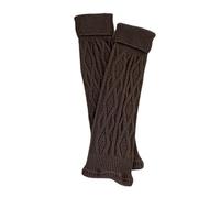 1 paire de jambières en tricot torsadé tendance pour femme, couleur unie, extensibles, pour le bureau et une utilisation décontractée, Couleur café., taille unique