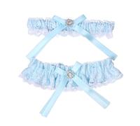 1 paire de jarretelles en dentelle, anneau cuisse mariée, nœud papillon, bleu ciel, blanc, confortable, extensible, fête, bal