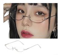 1 paire de lunettes à monture ovale - Miroir décoratif en polycarbonate léger - Design minimaliste tendance pour femme - Pour un usage quotidien - Argenté