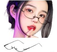 1 paire de lunettes à monture ovale - Miroir décoratif léger en polycarbonate - Design minimaliste tendance pour femme - Pour un usage quotidien - Noir