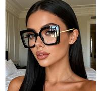1 paire de lunettes carrées à la mode transparentes, lunettes élégantes vintage avec décoration de perles, convient pour la photographie de rue, la lecture, l'écriture, les déplacements, les vacances,