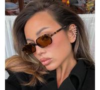 1 paire de lunettes de mode rétro à petite monture ovale, unisexe, de style haut de gamme pour un usage quotidien casual, accessoire de plage pour femmes PC