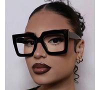 1 paire de lunettes de mode rétro moderne à monture carrée en plastique noir, style de rue. Convient pour les sorties, la bibliothèque, la lecture, l'écriture et les tenues décontractées graphiquePC