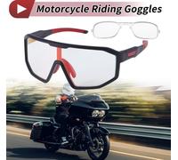 1 Paire De Lunettes De Moto Anti-Éblouissement Tri-Acetyl Cellulos Pc Uv400 Lunettes De Cyclisme Verre Rouge Clair Cadre Noir