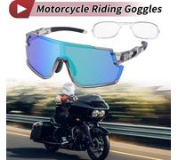 1 Paire De Lunettes De Moto Anti-Reflets Tri-Acetyl Cellulos Pc Uv400 Lunettes De Cyclisme Pour Vtt Montagne Verre Vert Cadre Gris