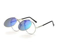 1 paire de lunettes de soleil rondes rabattables pour homme et femme - Lunettes de soleil rondes steampunk style années 90 - Lunettes de protection UV, Vert miroir