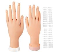 1 paire de mains de pratique des ongles avec 200 autocollants pour ongles, main mannequin en silicone, pratique flexible et pliable pour les en acrylique, manucure, formation artistique