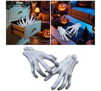1 paire de mains squelettes d'Halloween, mains de squelette d'Halloween, accessoires de mains de sorcière, accessoires pour la maison (blanc)
