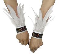 1 paire de manchettes gothiques, corbeau, sorcière, prêtresse pour femme, costume de plumes de coq, bracelets à plumes naturelles, pour Halloween, carnaval, mascarade, cosplay, taille unique, Plume