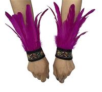 1 paire de manchettes gothiques, corbeau, sorcière, prêtresse pour femme, costume de plumes de coq, bracelets à plumes naturelles, pour Halloween, carnaval, mascarade, cosplay, taille unique, Plume