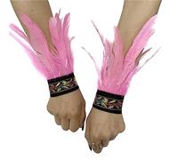 1 paire de manchettes gothiques, corbeau, sorcière, prêtresse pour femme, costume de plumes de coq, bracelets à plumes naturelles, pour Halloween, carnaval, mascarade, cosplay, taille unique, Plume