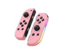 1 paire de manettes Joy-Con sans fil pour Nintendo Switch - Bluetooth 5.2, LED RGB, double vibration, fonction turbo - Rose