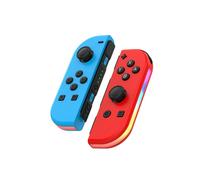 1 paire de manettes Joy-Con sans fil pour Nintendo Switch - Bluetooth 5.2, LED RVB - Double vibration - Fonction turbo - Bleu/Rouge