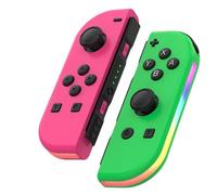1 paire de manettes Joy-Con sans fil pour Nintendo Switch - Bluetooth 5.2, LED RVB, double vibration, fonction turbo, rose et vert