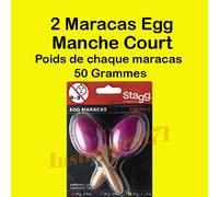 1 PAIRE DE MARACAS MANCHE COURT COULEUR MAGENTA 50 GRAMMES
