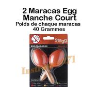 1 PAIRE DE MARACAS MANCHE COURT COULEUR ORANGE 40 GRAMMES