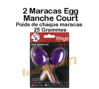 1 PAIRE DE MARACAS MANCHE COURT COULEUR VIOLET 25 GRAMMES CHACUN