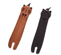 1 paire de marque-pages en bois avec chats mignons faits à la main - Marqueur de page créatif en forme d'animal - Marqueurs de livre sculptés - Cadeau
