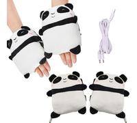 1 paire de mitaines chauffantes USB mignonnes en peluche électrique sans doigts thermiques de dessin animé pour l'hiver - Gants chauffants doux alimentés par chauffage pour téléphone portable et jeux